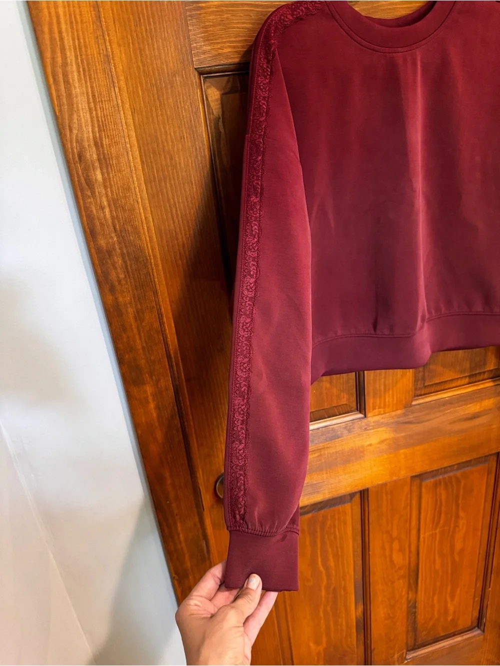 74A. Target Maroon Crewneck Sweatshirt with lace trim